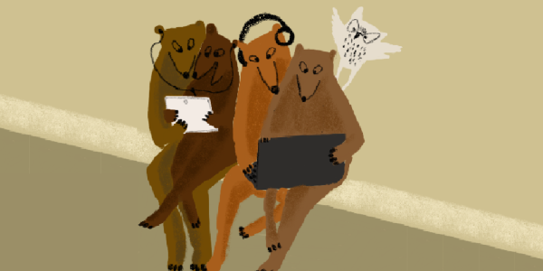 a group of creatures reading 