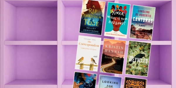 bookshelf with various book covers