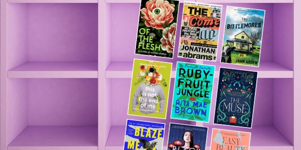 bookshelf with various book covers