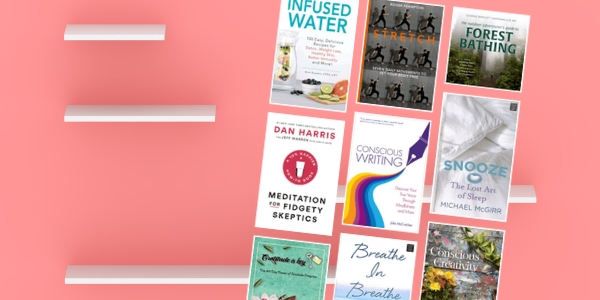 bookshelf with various book covers