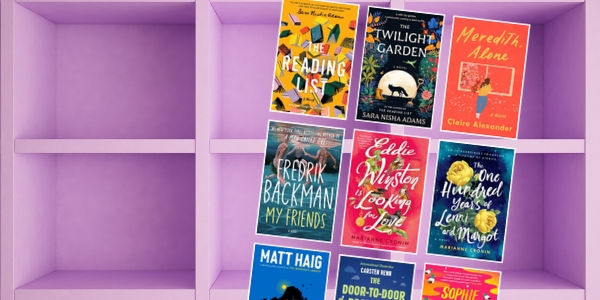 bookshelf with various book covers