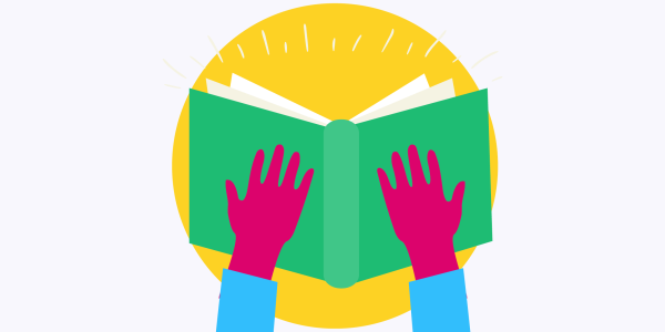 graphic hands holding book