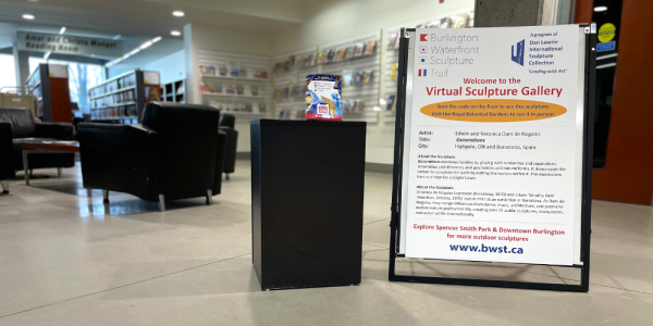 A photograph of the augmented reality sculpture trail sign at Central Branch