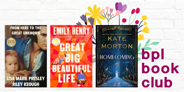 BPL Book Club beside various book covers