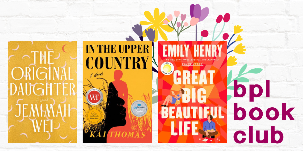 BPL Book Club beside various book covers