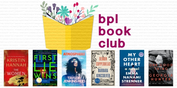 BPL Book Club beside various book covers
