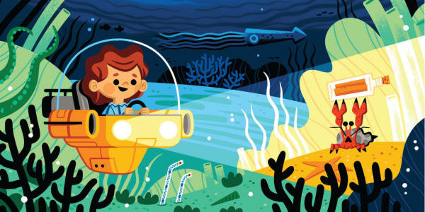 A graphic showing an underwater treasure hunt