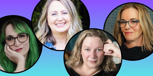 headshots of four June authors: Paige Maylott, Sara Curto, Holly Gramazio, Martha Hall Kelly