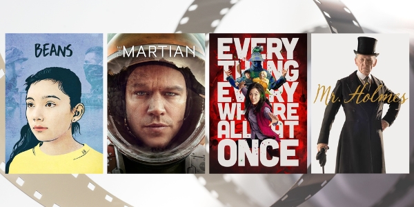 four movie posters of the films featured in July