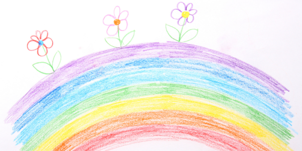 handrawn rainbow and flowers