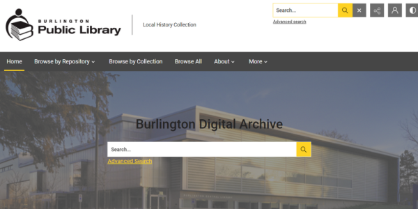 screen capture of search bar on Burlington Digital Archive website