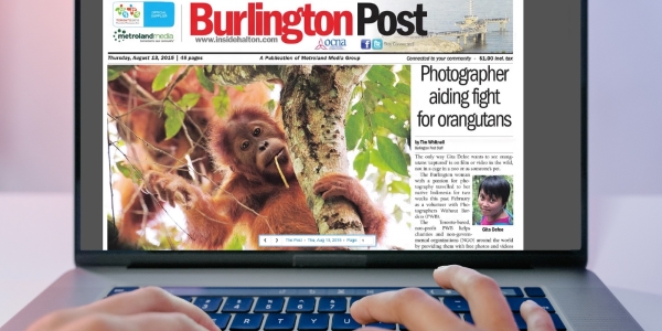computer screen displaying The Burlington Post newspaper