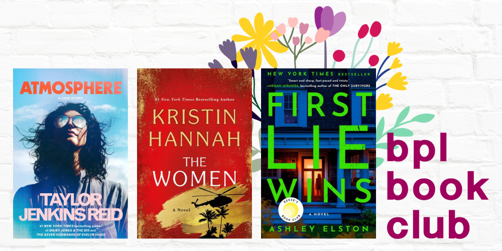 BPL Book Club beside various book covers