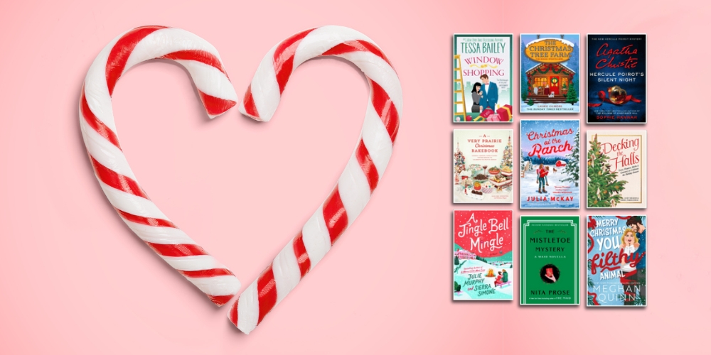 two candy canes in a heart shape beside various book covers