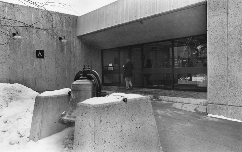 Bell in front of Central Library