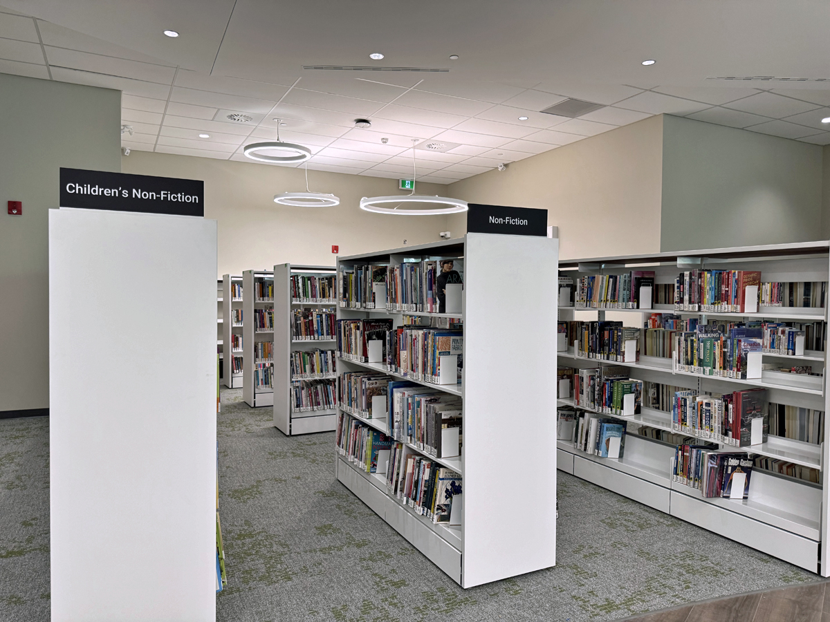 non-fiction collection on shelves