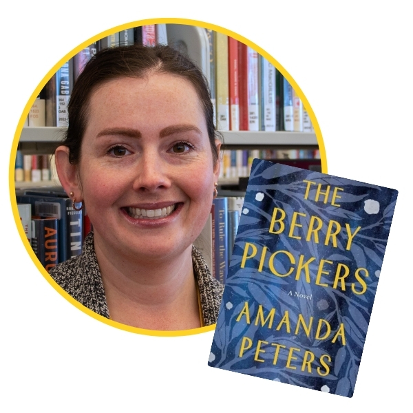 headshot of Sarah beside book cover