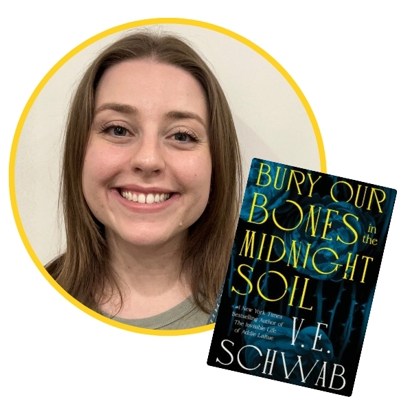 headshot of Sarah-Ann beside book cover