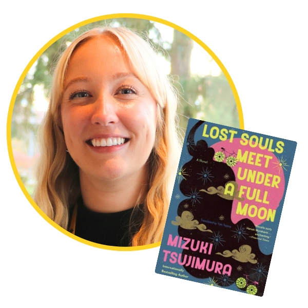 headshot of Kathleen beside the book cover