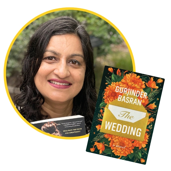 headshot of Deepti beside book cover