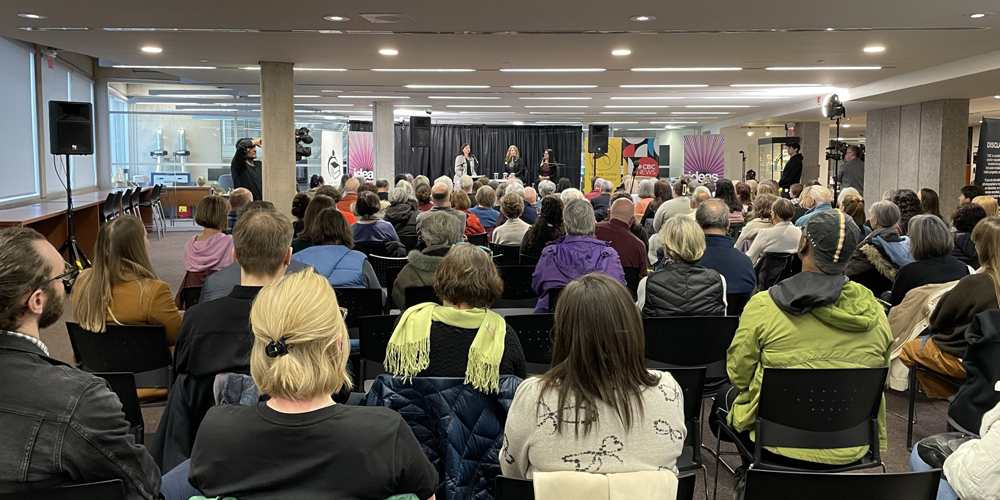 wide shot of audience at CBC IDEAS event at Central Branch