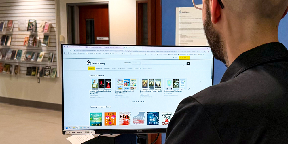 adult looking at BPL's catalogue on a desktop computer