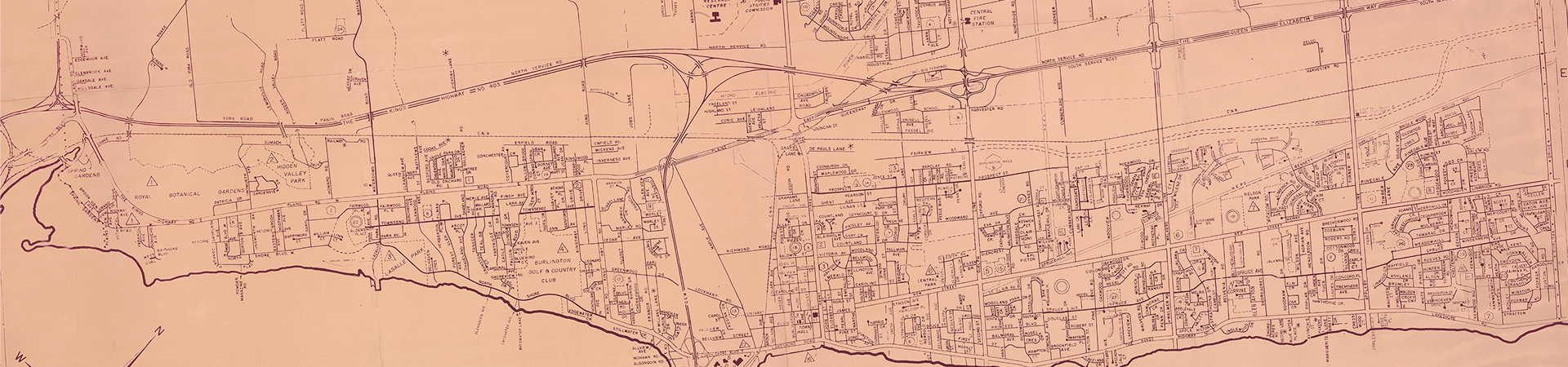City of Burlington Planning Department, large street map revised January 1974
